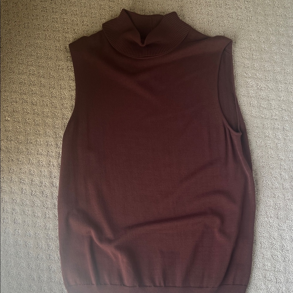 Lafayette 143 brown sleeveless turtleneck. Size M never worn.